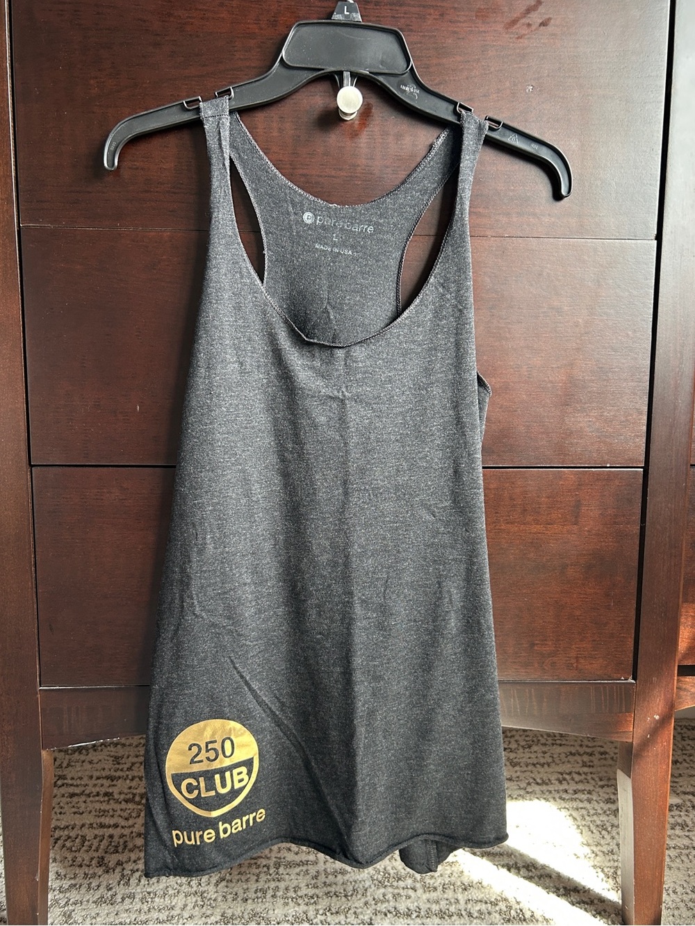 Pure Barre "250 Club" Achievement Tank Top Grey Size Large